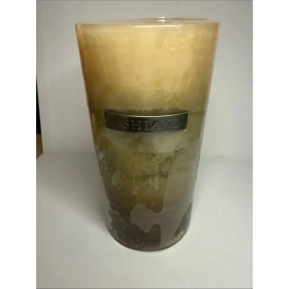 Ashland Multitone Neutral Pillar Candle in Cream and Brown